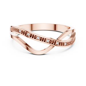 Bague en or rose avec diamants entrelacés, élégante, pavée, pour fiançailles et mariage, pour femme - Product Image 1