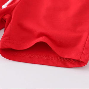 Shorts décontractés rouges, couleur unie, tricotés, avec cordon de serrage à la taille, respirants, coupe régulière, style taille mi-haute - Product Image 5