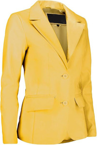 Wholesale High Quality Women's <b>Jackets</b> Yellow <b>Leather</b> <b>Blazer</b> Women OEM Genuine <b>Leather</b> Casual Coat Long Sleeves Custom Logo 2026 - Product Image 3