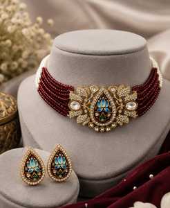Premium Quality <b>Indian</b> Traditional Choker Necklace <b>Set</b> Perfect For Weddings, Festive Occasions Manufacturers Of <b>Jewelry</b> - Product Image 1