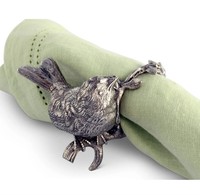 Anneau de serviette en laiton motif oiseau argenté antique, style branche décoratif, classique, écologique, durable, de luxe, pour Noël et mariage