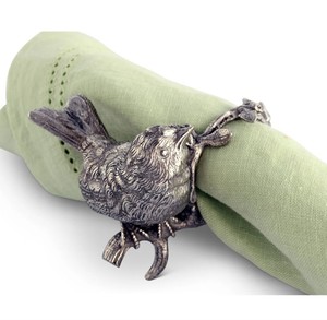 แหวนรองผ้าเช็ดปากโลหะลายนกสีเงินโบราณ ดีไซน์กิ่งไม้ตกแต่ง ที่ใส่ผ้าเช็ดปากสุดหรู อุปกรณ์ตกแต่งโต๊ะอาหาร - Product Image 4