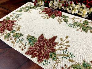 Chemin de table de luxe brodé Glamour, motif floral, en tissu fait main, forme irrégulière, écologique, épaisseur 5 mm, tapis décoratif pour - Product Image 1