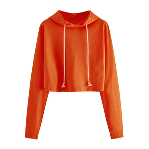 เสื้อฮู้ดผู้หญิงสีส้ม ผ้าฟลีซ 100% ผ้าฝ้าย ระบายอากาศได้ดี เป็นมิตรกับสิ่งแวดล้อม แห้งเร็ว ความยาวปกติ แขนยาว สีพื้น สำหรับฤดูใบไม้ร่วง - Product Image 5