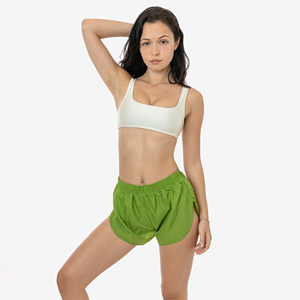 Women's Mid-Waist <b>Elastic</b> Waist Running Shorts Breathable Summer Sexy Club Drawstring Embroidered Designs Crinkle Nylon Shorts - Product Image 3