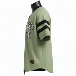 Camiseta 100% algodón para hombre, corte holgado, estampada, estilo jersey de béisbol, paneles de tela de malla entrelazada de poliéster GSM, logotipo con costuras personalizadas. - Product Image 3