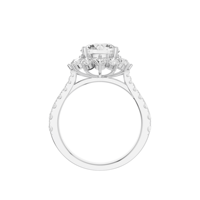 Anillo de Halo con Diamante Cultivado en Laboratorio de Corte Brillante para Mujer, Joyería de Oro de Lujo con Destellos Solares para Compromiso, Fiesta, Boda, Regalo