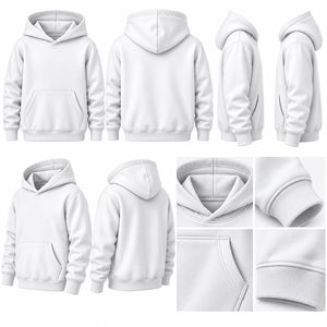 Sweat-shirt à capuche unisexe blanc, coupe classique, en polyester/coton tricoté, décontracté, avec poche avant, écologique, respirant, pour l'hiver - Product Image 1