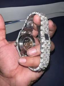 Montre en Moissanite Diamantée la Plus Vendue pour Hommes, Entièrement Sertie de Pierres, en Acier Inoxydable, Étanche, à Quartz, Style Hip Hop, en Promotion - Product Image 4
