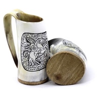 Mug en corne de buffle artisanal HASAN CRAFT avec poignée, design moderne, vaisselle pour adultes, écologique, pour usage domestique, provenant de l'Uttar Pradesh