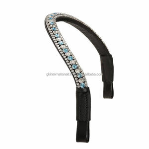 Brida de Equitación de Cuero Genuino de Primera Calidad, con Banda Frontal Brillante con Cristales, Tamaños Personalizados - Product Image 1