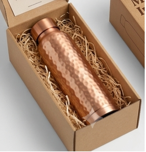 Hammered Pure Copper Water <b>Bottle</b> Drinkware Eco Friendly Daily Use Water <b>Bottle</b> Leakproof <b>Flask</b> for Home Office School Travel - Product Image 5