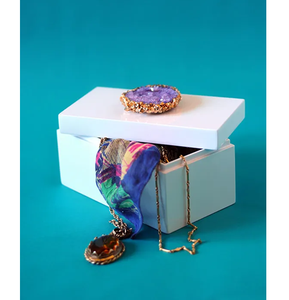 กล่องใส่เครื่องประดับหินอ่อนดีไซน์สวยงาม พร้อมฝาปิดลูกบิดโลหะ กล่องเก็บเครื่องสำอาง สำหรับใส่สร้อยข้อมือ/ต่างหู และกล่องเก็บนาฬิกา - Product Image 6