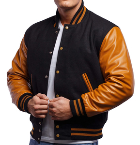 แจ็คเก็ตวาร์ซิตี้ลำลองสำหรับผู้ชายรุ่นใหม่ OEM สำหรับฤดูหนาว คอตั้ง ปิดด้วยกระดุม แจ็คเก็ตเลตเตอร์แมน บอมเบอร์แจ็คเก็ต แจ็คเก็ตเบสบอล CP-MLJ-03 - Product Image 1