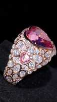 Anillo de Diamante Rosa de 8 Quilates Cultivado en Laboratorio, Estilo Hip Hop, con Cuentas de Perlas y Marquesas, en Oro Rosa y Plata, Venta al Por Mayor, Personalizable