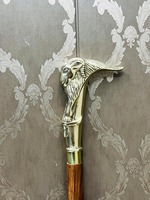 Canne de marche multifonction vintage en bois de rose et laiton avec poignée en forme de chèvre pour la Saint-Valentin - Décoration murale