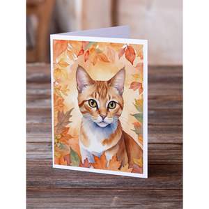 Arabian Mau Cat ในฤดูใบไม้ร่วงใบแปลกๆขนาด A7 5x7เปล่าโน้ตการ์ดแพ็ค8ซองสำหรับทักทาย - Product Image 2