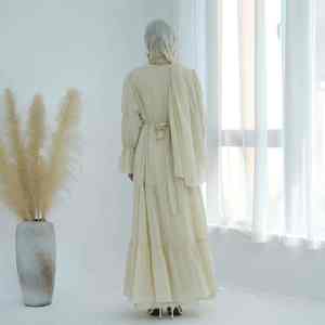 Abaya moderne en dentelle de luxe pour femmes, style Dubaï, robe de soirée islamique modeste - Product Image 4