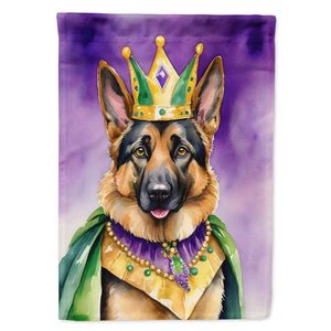 Multicolor Mardi Gras German Shepherd King Garden Flag Decorative Mailbox & Patio <b>Banner</b> for Yard & Lawn Artwork for Flower Beds - Product Image 1