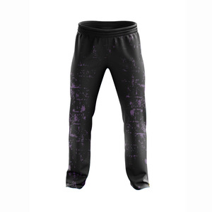 <b>Men's</b> Black Purple Print Sweatpants Elastic Waist Casual <b>Joggers</b> Midweight Polyester Autumn Wear - Product Image 1