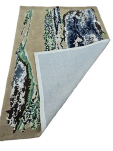 Tapis en laine brodé moderne fait à la main 8x10 ensemble de tapis bleu beige pour salon 9x12 10x14 tapis tapis tapis coton de haute qualité - Product Image 2