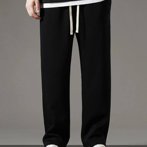 Men's Casual Wide Leg Pants Drawstring <b>Elastic</b> <b>Waist</b> Soft Loose Fit Long <b>Trousers</b> - Product Image 2