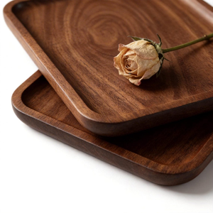 Bandeja Rectangular de Madera para Desayuno con Bordes Redondeados, Plato para Servir Café, Tabla de Presentación de Alimentos para el Hogar, Hotel, Cafetería - Product Image 3
