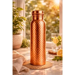 Handmade Floral Printed Copper Water <b>Bottle</b> - Leakproof Ayurvedic Pure Copper Vessel for Yoga Wellness - Eco-Friendly Drinkware - Product Image 6