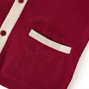 Cardigan pour femme Sorority Delta Sigma, pull à manches longues, tricoté, boutonné devant, bordeaux avec bordure blanche et logo avec lettres grecques - Product Image 6
