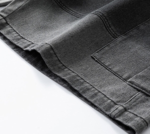 Shorts en jean pour hommes, coupe droite, taille élastique, décontractés, avec poches, style ouvert, pour l'été - Product Image 6