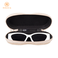 Boîte à lunettes de soleil semi-rigide en EVA, étui rectangulaire en tissu de lin avec fermeture éclair, étui portable unisexe pour lunettes