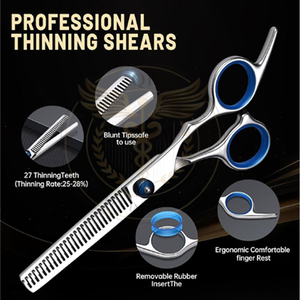 Ensemble de ciseaux de coiffure professionnels en acier inoxydable, ciseaux de coupe de cheveux pour barbier, ciseaux à effiler, lames affûtées - Product Image 3