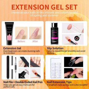 Kit professionale per estensione unghie in polygel Limegirl a 12 colori con lampada UV da 48 W e 100 punte rinforzanti per unghie - Product Image 4