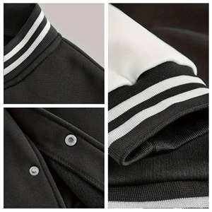 Chaqueta Varsity para Hombre, Manga Blanca, Color Sólido, Cierre de Botones, Estilo Casual para Otoño, Corte Regular, Material de Poliéster y Algodón - Product Image 6
