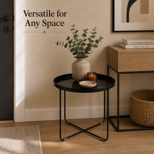 Luxury Movable Eco-Friendly Metal <b>Side</b> <b>Table</b> <b>Tray</b> Top | Waterproof Art Deco Iron Accent <b>Table</b> for Living Room Bedroom Entryway - Product Image 6