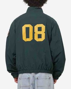 Men's Color Blocking Racer Jacket <b>Fleece</b> <b>Zipper</b> Stand Collar Casual Autumn Wear Polyester Windproof Loose Jacket For Men - Product Image 5