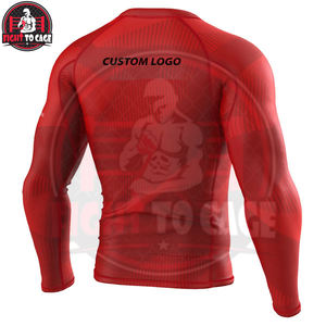 Rashguard MMA BJJ para Adulto, de Colores Rojos Sólidos, Ajuste Muscular, para Gimnasio y Entrenamiento, Hecho en Pakistán, Lavado, de Secado Rápido, con Estampado Digital - Product Image 2