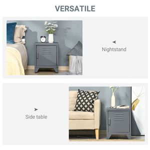 Mobiletto Industriale Grigio per Soggiorno con Ripiano Regolabile e Anta con Serratura, Soluzione Pratica per lo Stoccaggio - Product Image 5
