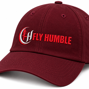หมวกเบสบอลปักลาย Fly Humble สีแดงเลือดหมู 6 แผง ปรับขนาดได้ 男女兼用 ผ้าทวิล หมวกลำลอง หมวกเบสบอลปักลายสีแดงเลือดหมู 6 แผง - Product Image 6