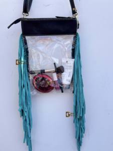 Bolso Transparente con Flecos de Cuero Tallado a Mano, Elegante y Multiusos, Color Turquesa para Mujer - Product Image 3