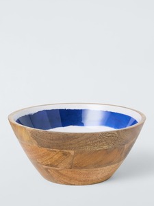 Wooden Bowl With Enamel Finish For Rustic <b>Farmhouse</b> Kitchen Dining <b>Table</b> Decoration Food Serving - Product Image 1