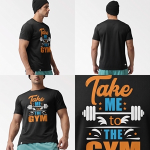 Take Me to the Gym T-shirt sportif à manches courtes et col rond pour homme, coupe régulière, séchage rapide, en coton noir - Product Image 2