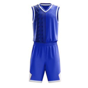 Conjunto de Camiseta de Baloncesto sin Mangas con Cuello en V para Hombre, Diseño a Rayas de Poliéster que Absorbe la Humedad, Pantalones Cortos con Cintura Elástica - Product Image 5