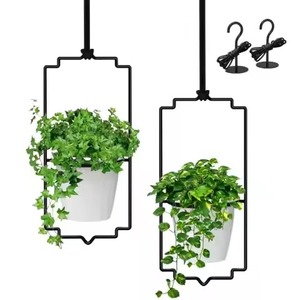 Jardinière suspendue rustique en métal galvanisé avec suspension en corde pour plantes succulentes et plantes vertes - Product Image 6