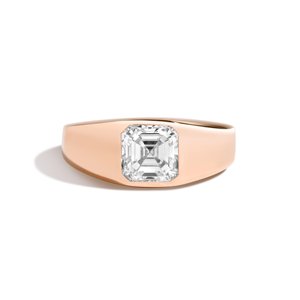 Custom 2.50 Carat Asscher Lab Grown Diamond Men's Engagement <b>Ring</b> 14K 18K Solid Gold Flush Set Tapered <b>Dome</b> Band <b>Rings</b> Wholesale - Product Image 5