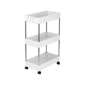 Carrello portaoggetti multifunzionale a 3 strati in acciaio inossidabile e plastica, mobiletto per cucina/bagno/lavanderia per spazi stretti - Product Image 2