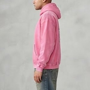 Nouveau sweat-shirt à capuche rose surdimensionné pour homme avec imprimé dessin animé au dos, décontracté, en molleton de coton tricoté, coupe classique, idéal pour l'automne - Product Image 3