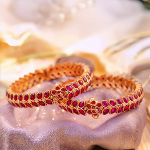 <b>Ruby</b> Kempu Matte Pearl Charm Bangles Gift <b>Bracelet</b> - Product Image 3