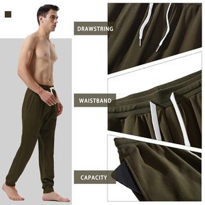 Pantalon Homme en Coton Polaire Léger et Décontracté avec Cordon de Serrage et Taille Élastique, Coupe Ample, Couleur Unie – Vente en Gros - Product Image 4