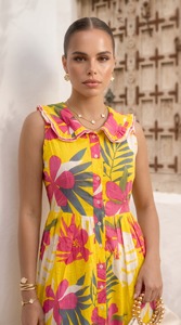 2023 New Arrivals Summer Eco-Friendly Women's Casual Bohemian Floral Floor-Length V-neck Sleeveless Dress <b>Tie</b> Dye Gypsy Chic - Product Image 5